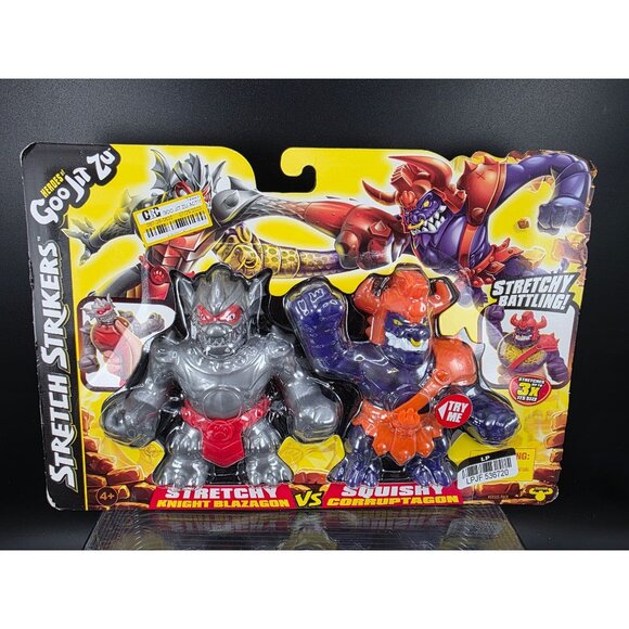Heroes of Goo Jit Zu Stretch Strikers Knight Blazagon and Corruptagon Figures - Picture 1 of 8